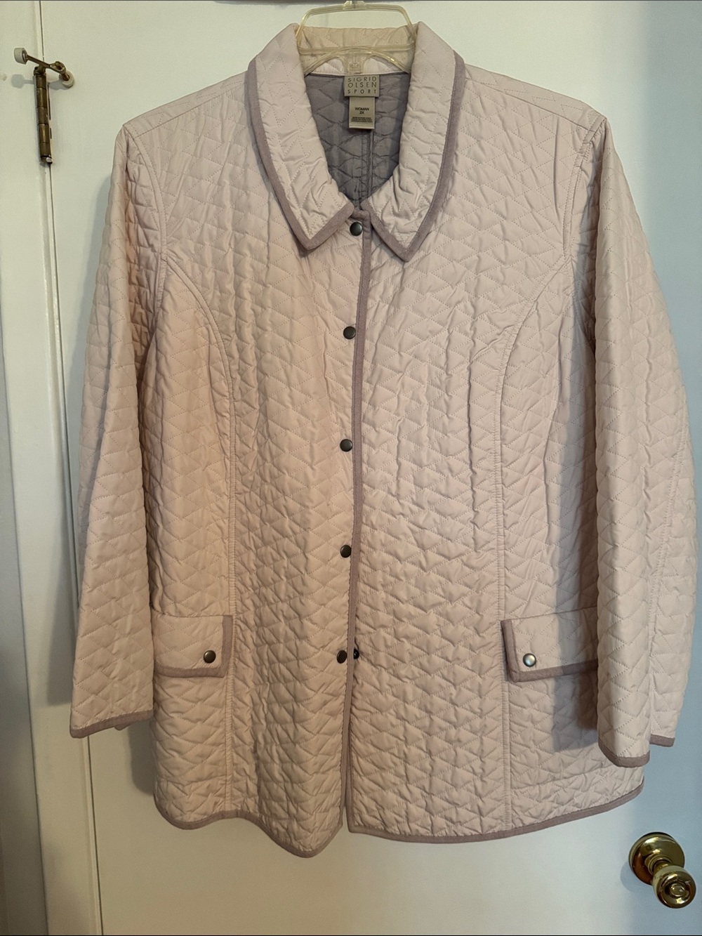 Sigrid Olsen Blush Quilted Snap-Front Jacket with Grey interior NWT Sz 2X